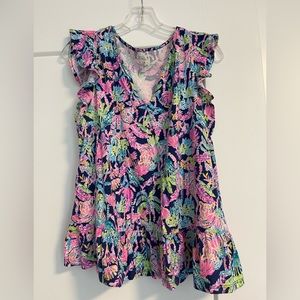 Lilly Pulitzer Lacie Peplum ruffle top Size M